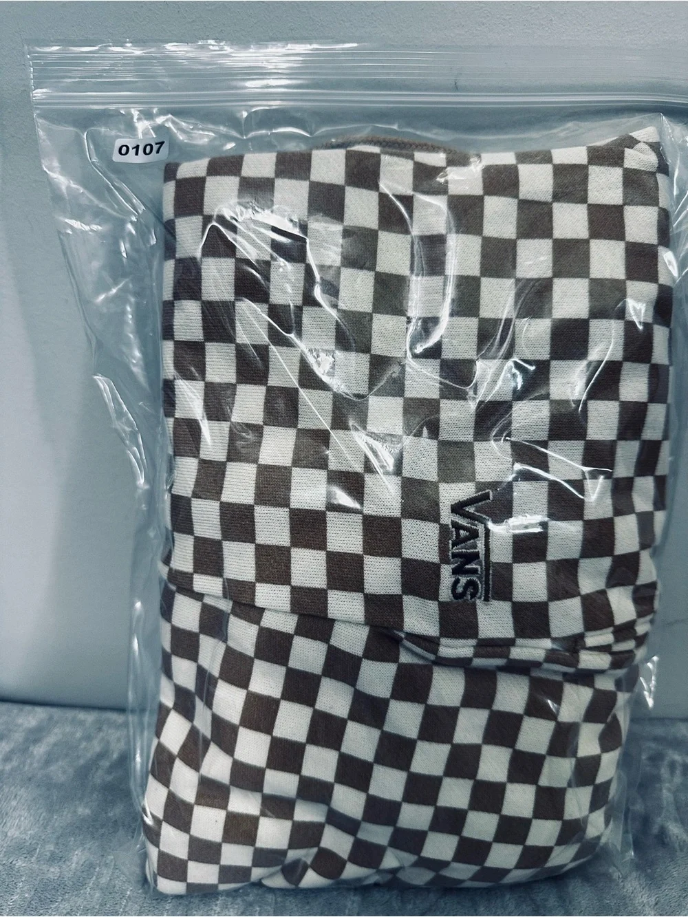 Vans Checkerboard Fleece Joggers Khaki Tan Off-White Sweatpants  Unisex Size M
